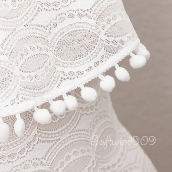 Last One ☝️ Off Shoulder Pom Pom Lace Bodysuit - Picture 4 of 8